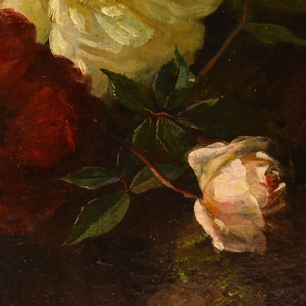 QF767 1a antique roses floral painting flower oil still life XIX.jpg